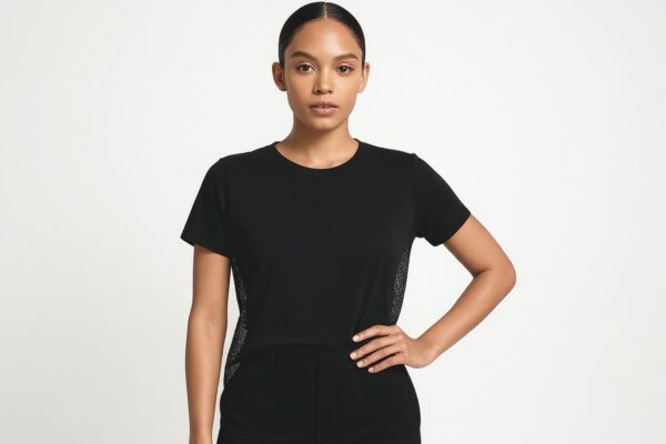 sheer back black tee