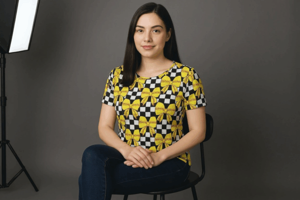 yellow bow softball tee