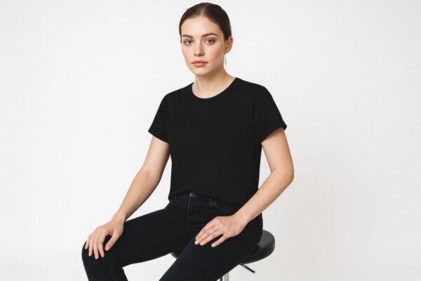 sheer back black tee