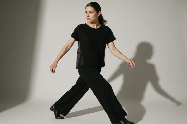 sheer back black tee