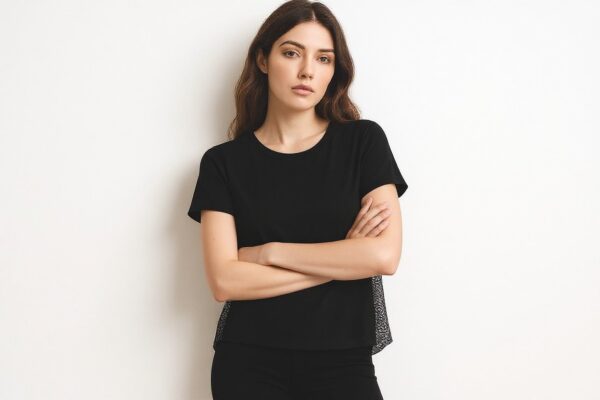 sheer back black tee