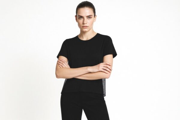 sheer back black tee