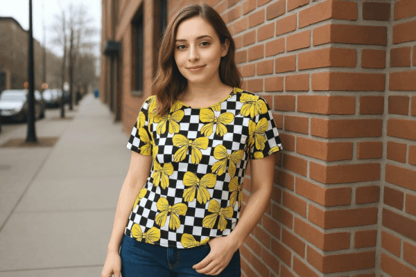 yellow bow softball tee