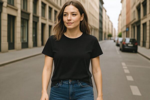 sheer back black tee