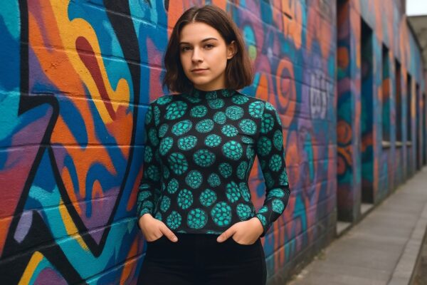 turquoise gemstone long sleeve top