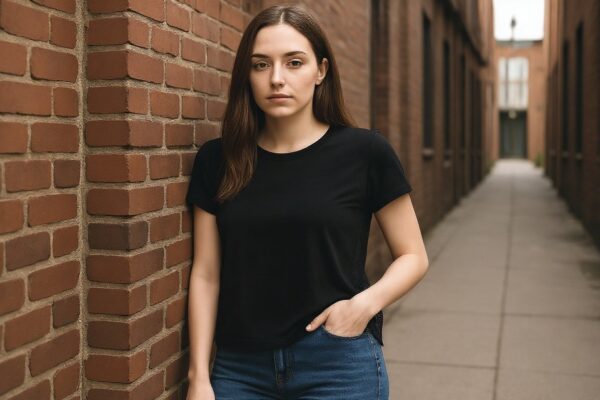 sheer back black tee