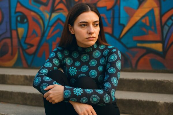 turquoise gemstone long sleeve top