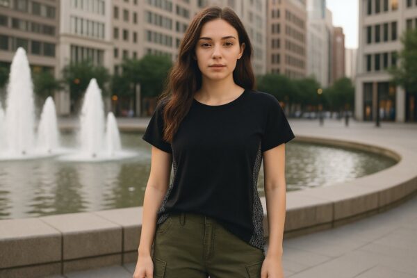 sheer back black tee