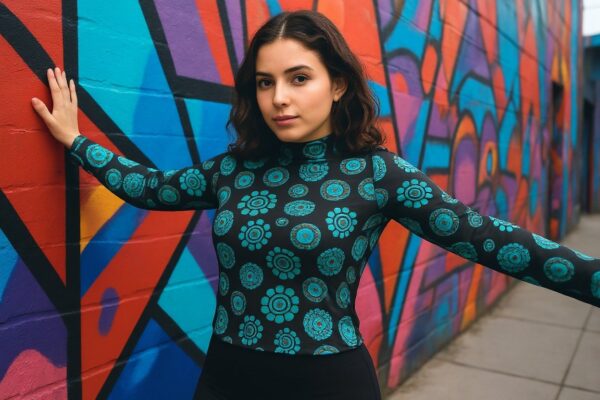 turquoise gemstone long sleeve top