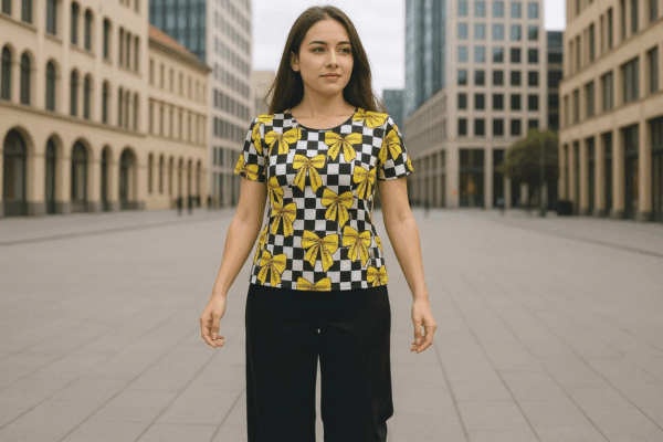 yellow bow softball tee