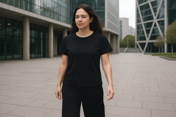sheer back black tee
