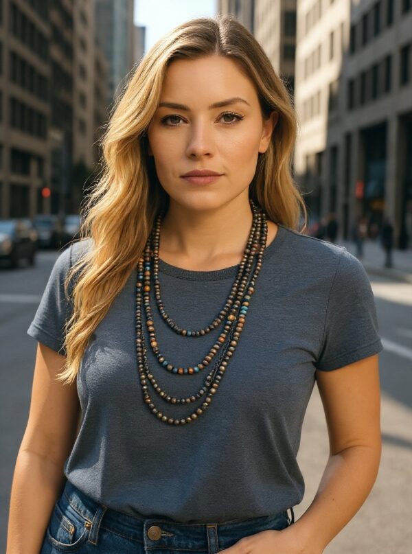 southwestern beaded multi layer necklace