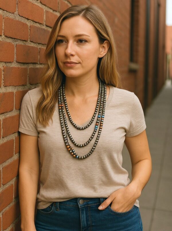 southwestern beaded multi layer necklace