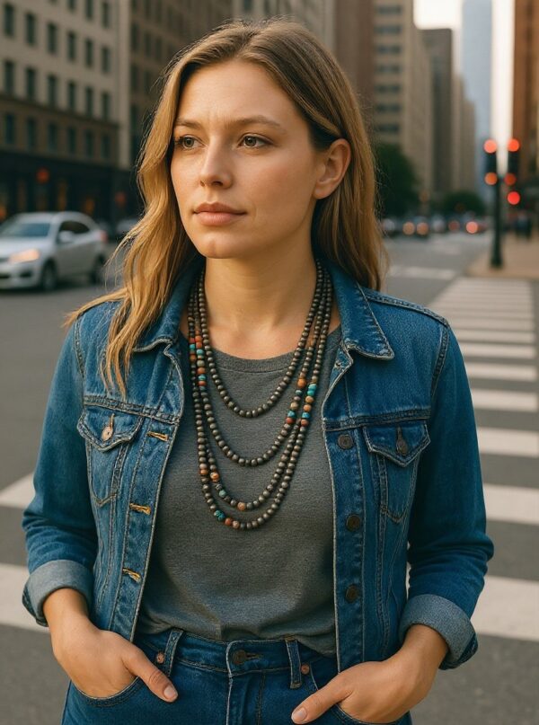 southwestern beaded multi layer necklace