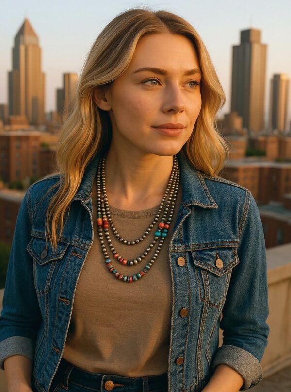 southwestern beaded multi layer necklace