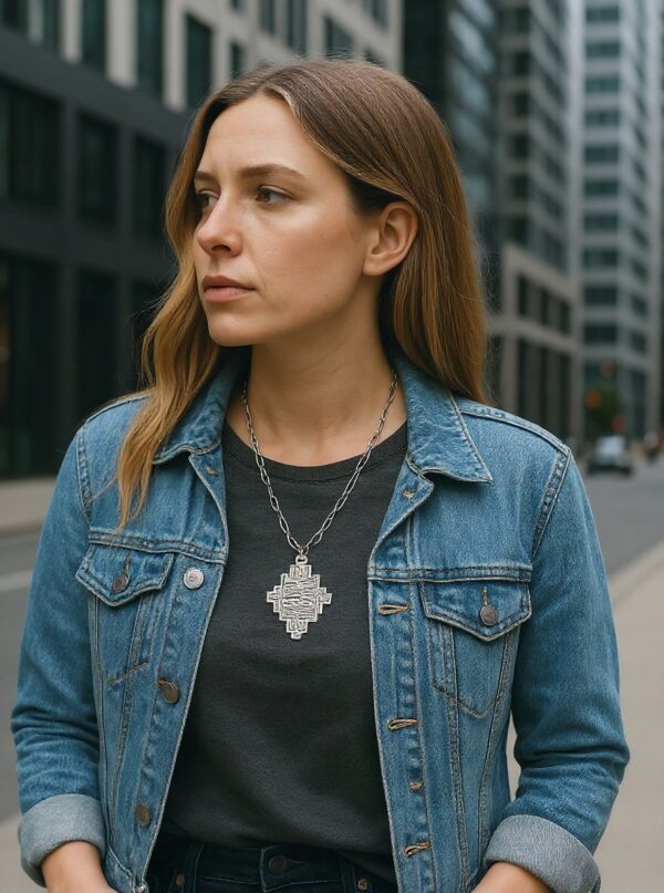 southwestern geometric pendant necklace