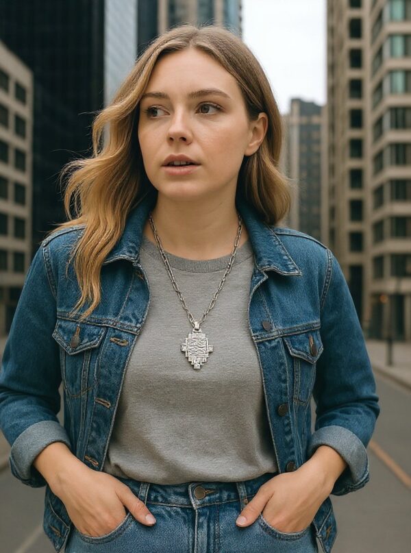 southwestern geometric pendant necklace