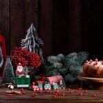 traditional christmas cranberry pie. preparation of the festive table for the celebration of christmas